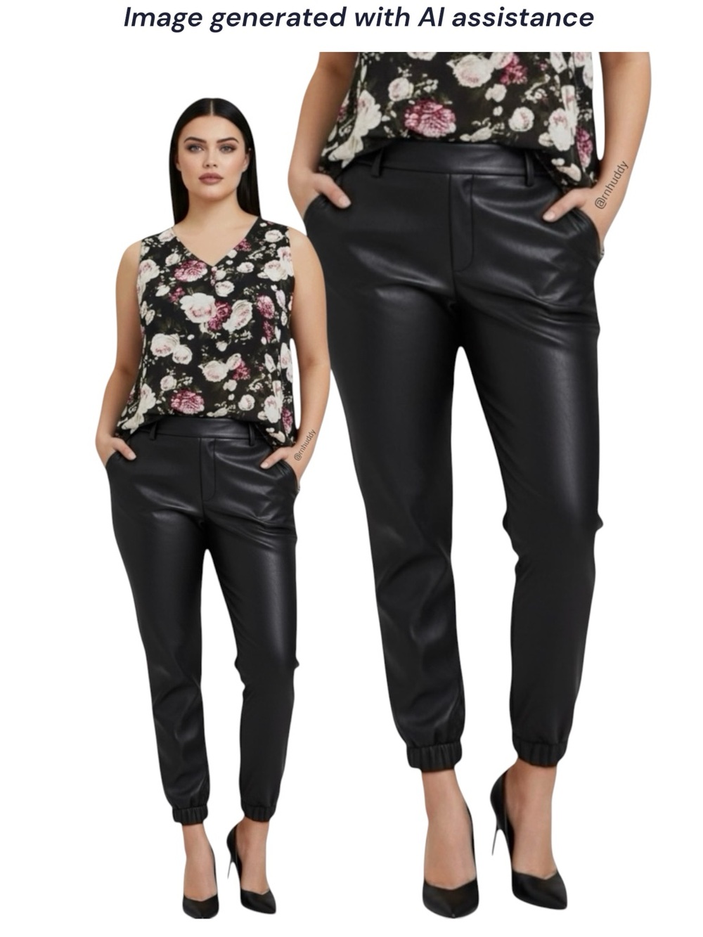 NWT Bar III size 18W black faux leather jogger pants